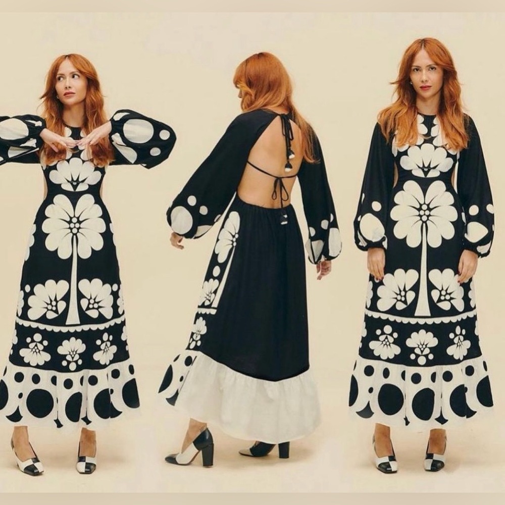FARM Rio Embroidered Cutwork Backless Floral Dress Size M